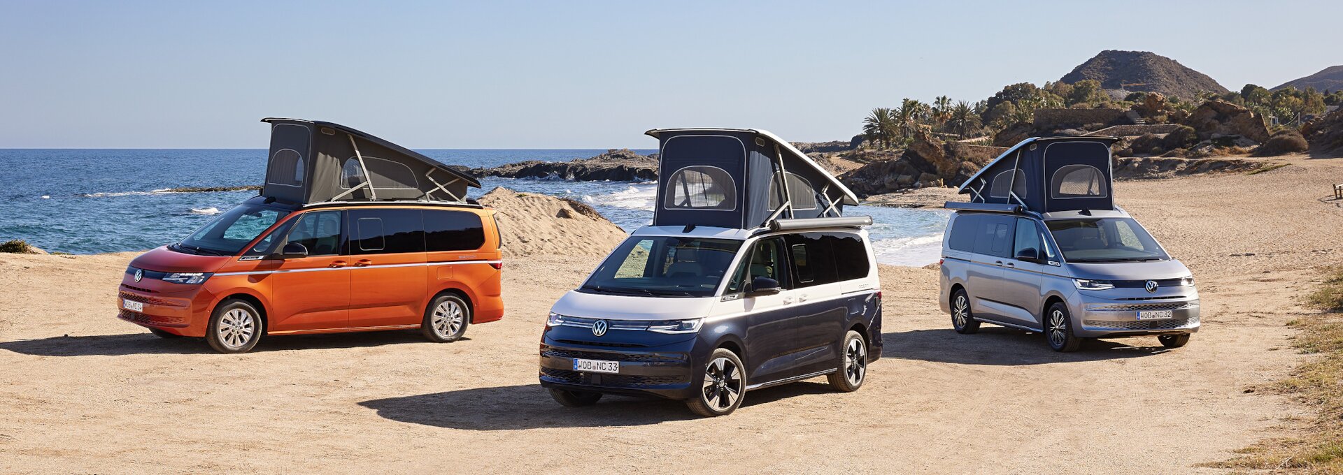 VW California | © Foto: Volkswagen Commercial Vehicles VW California Beach, Ocean und Coast (from left) | © Foto: Volkswagen Commercial Vehicles