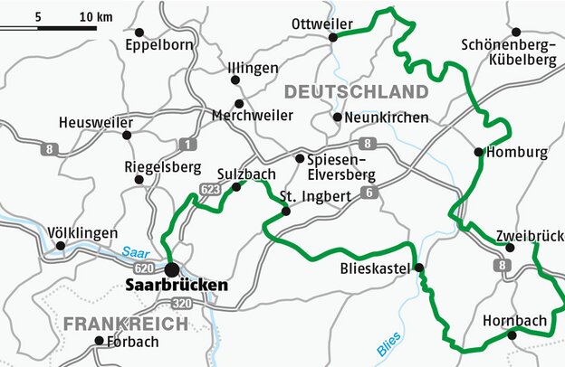 Map of the Baroque Route SaarPfalz | © FERIENSTRASSEN.INFO