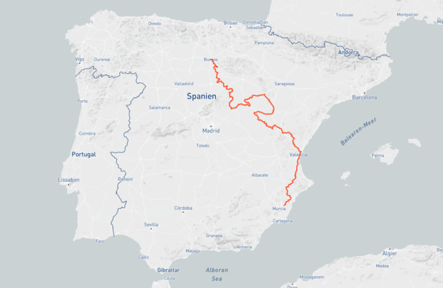 Mapa ruta principal Camino del Cid