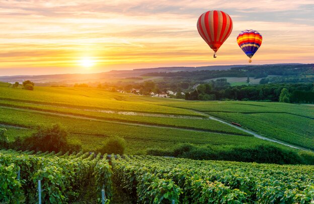 Hot air balloons over the vineyards near Reims, Champagne | © Hot air balloons over the vineyards near Reims, Champagne ©Southtownboy Studio - stock.adobe.com