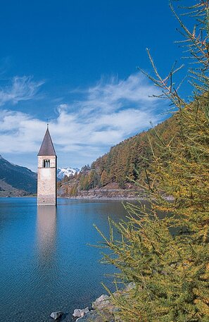 © Versunkener Kirchturm im Reschensee © Via Claudia Augusta